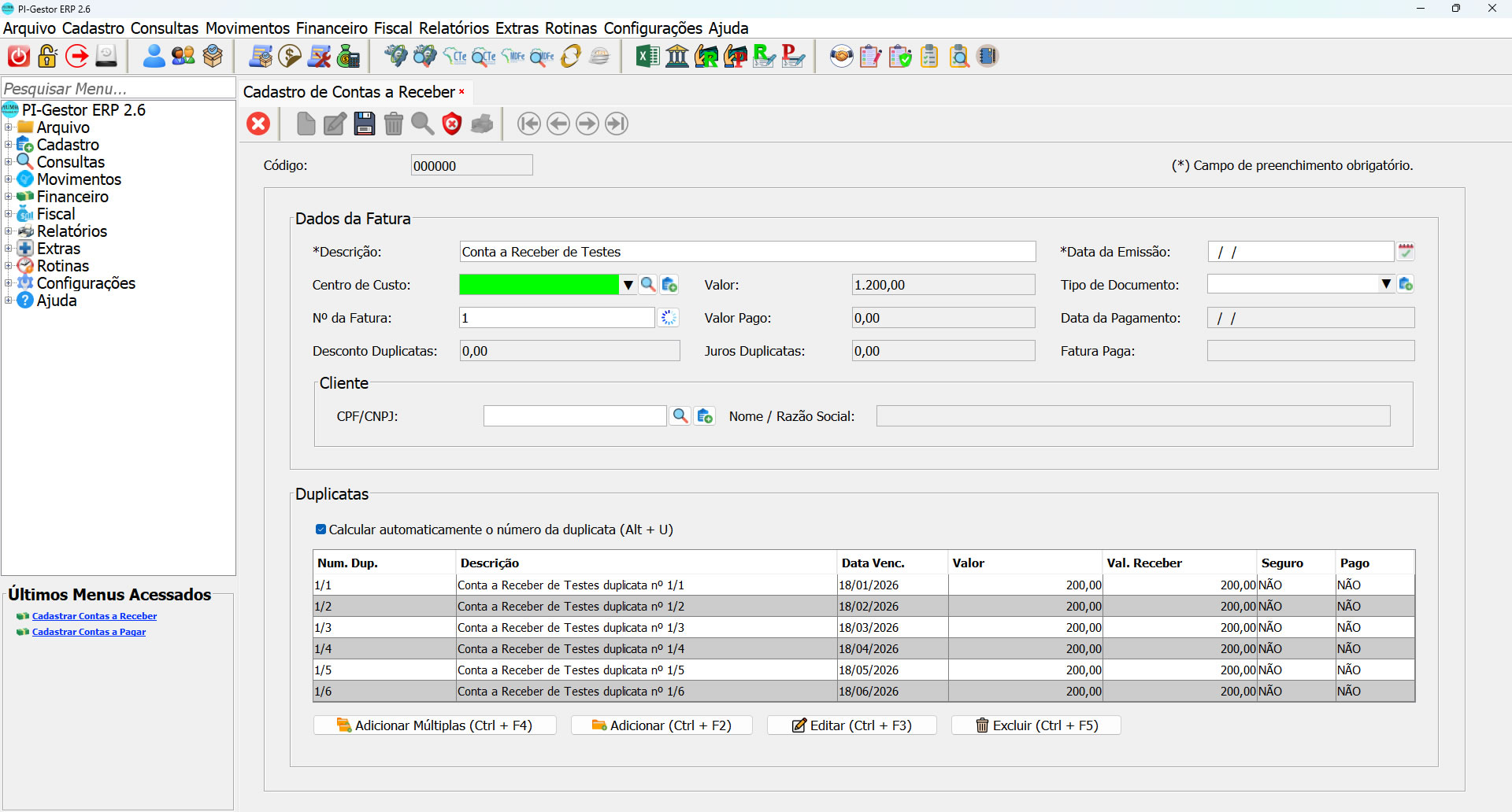 Tela de Produtos em Estoque